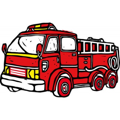 Stickers Enfants camion de pompier rouge 