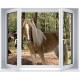 Sticker trompe l'oeil Fenêtre cheval en forêt 