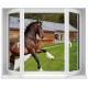 Sticker trompe l'oeil Fenêtre déco cheval 100x120 cm. 