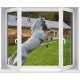 Sticker trompe l'oeil Fenêtre déco cheval  100x120 cm.