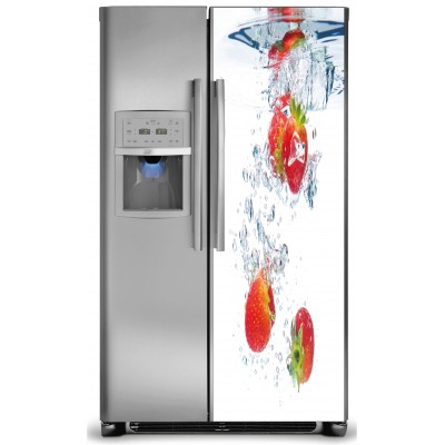 Sticker déco pour frigidaire fraises 70x170cm