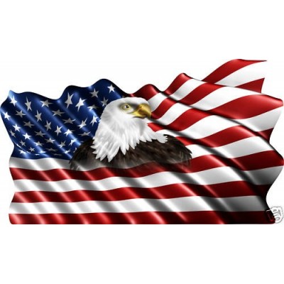 Sticker drapeau américain et aigle