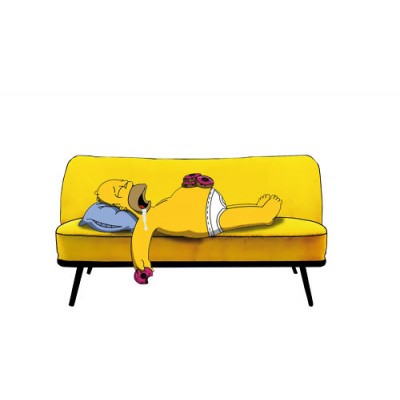 Sticker Homer Simpson canapé jaune baggel