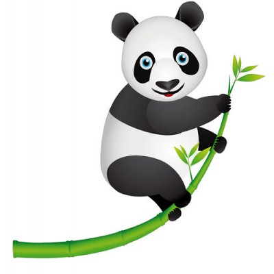 Sticker Panda sur bamboo
