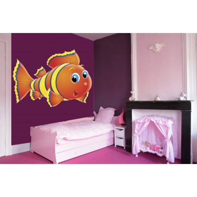 Sticker Enfant Poisson orange jaune