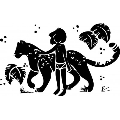 Sticker autocollant Mowgli livre de la jungle 125x205 cm