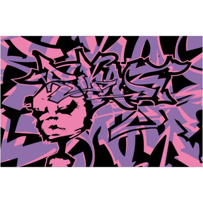 Sticker Tag Graffiti violet rose 