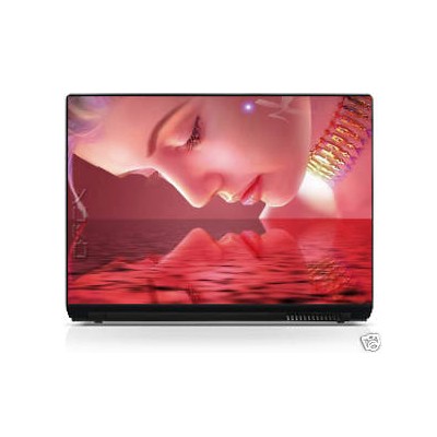 Sticker pc portable skin Femme et reflet rose