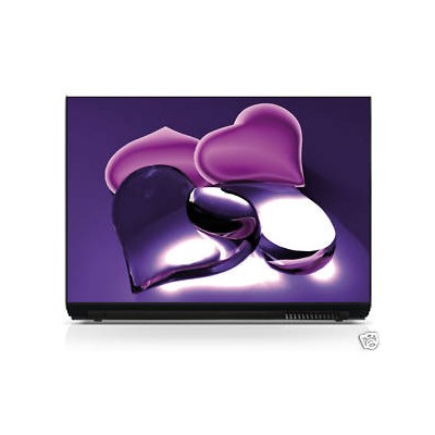 Sticker pc portable laptop skin Coeur violets