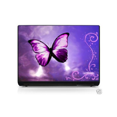 Sticker pc portable laptop skin Papillon rose