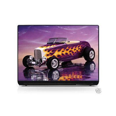 Sticker pc portable laptop skin Voiture flammes