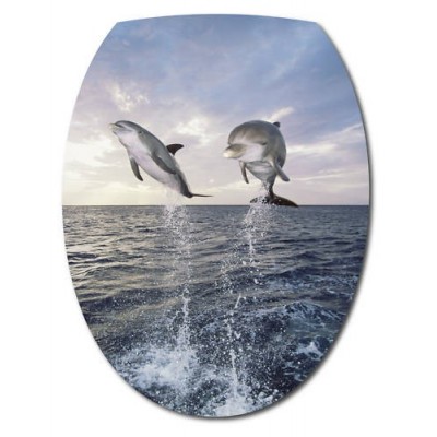 Sticker pour abattant WC déco dauphins 