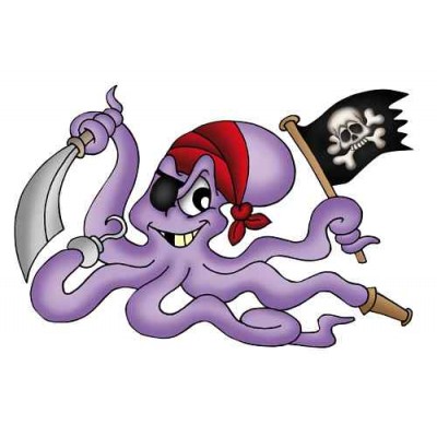 Sticker pieuvre pirate violette