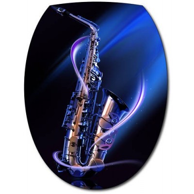 Sticker pour abattant WC déco saxophone.