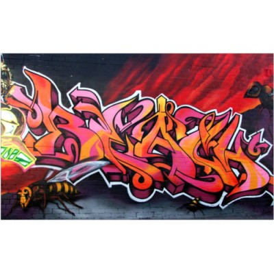 Sticker autocollant Tag Graffiti rose oranger 