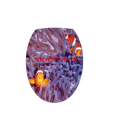 Sticker abattant wc fond marin algues violette