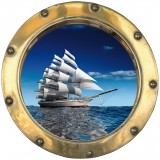 Sticker hublot trompe l'oeil bateau