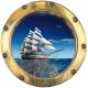 Sticker hublot trompe l'oeil bateau