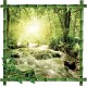 Sticker trompe l'oeil cadre bambou et rivière 100x100 cm