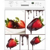 Sticker pour lave vaisselle déco fraise chocolat 60x60 cm.