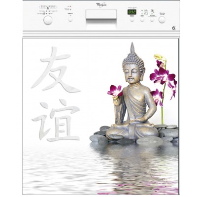 Sticker pour lave vaisselle déco Bouddha 60 x 60 cm.
