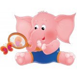 Sticker Enfant Eléphant rose 66x90 cm