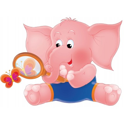 Sticker Enfant Eléphant rose 