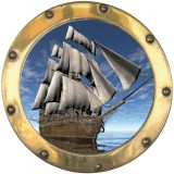 Sticker trompe l'oeil hublot Bateau