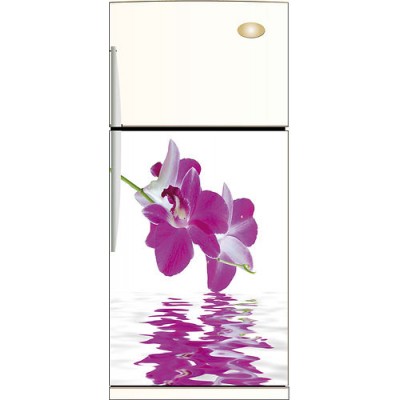 Sticker déco frigidaire fleur violette 