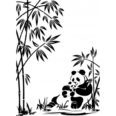 Sticker autocollant Panda et son petit 166x120 cm