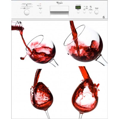 Sticker autocollant lave-vaisselle verres de vin rouge