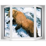 Sticker trompe L'oeil fenêtre Ours 90 x 110 cm.