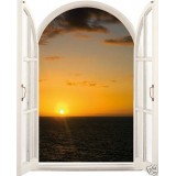 Sticker fenêtre sur coucher de soleil 81x100cm