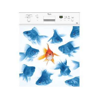Sticker autocollant lave vaisselle poissons bleus 