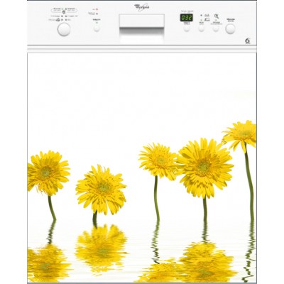 Sticker autocollant lave vaisselle fleurs jaunes 
