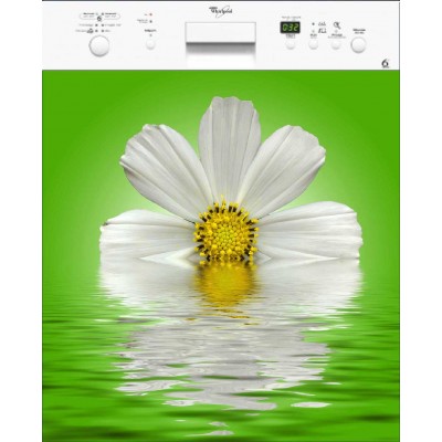 Sticker autocollant lave vaisselle fleur blanche 