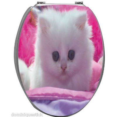 Sticker autocollant pour abattant WC petit Chat blanc