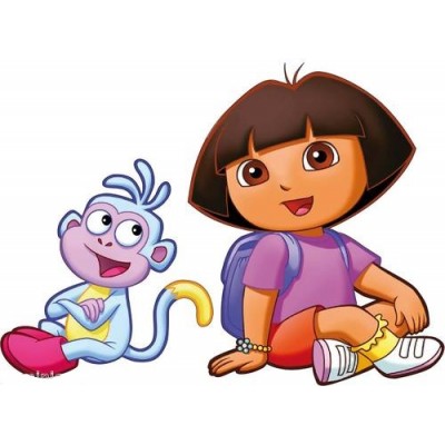 Sticker autocollant Enfant Dora et Babouche assis