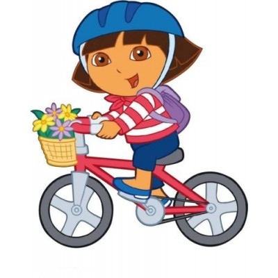 Sticker autocollant Enfant Dora et Babouche a vélo