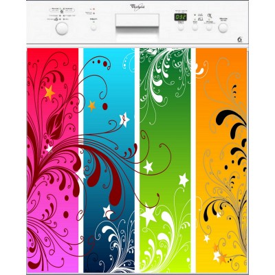 Sticker autocollant lave vaisselle couleurs arc en ciel