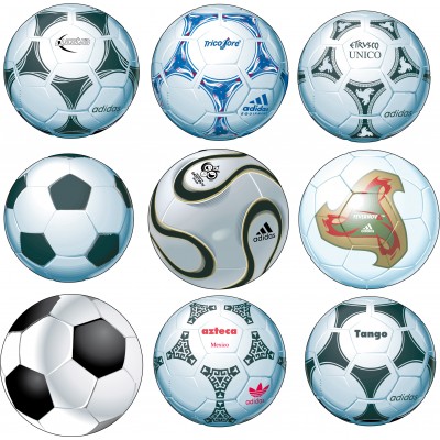 Stickers sport décoration 9 ballons de foot