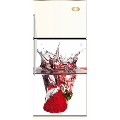 Sticker frigidaire décoration fraise et eau