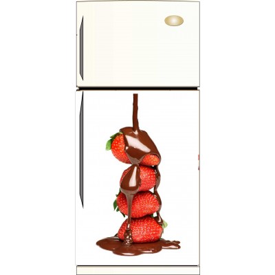 Sticker pour frigidaire déco fraises au chocolat 