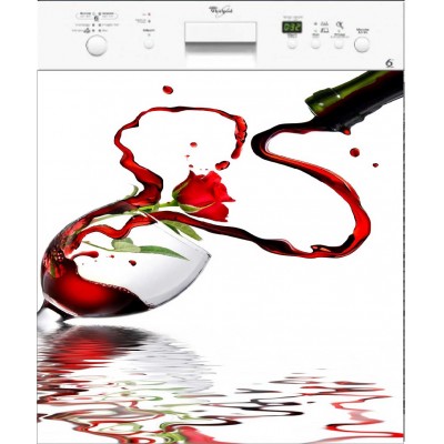 Sticker lave vaisselle déco Verre de Vin 60 x 60 cm.