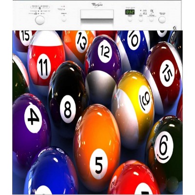 Sticker lave vaisselle boule de billard 60 x 60 cm.