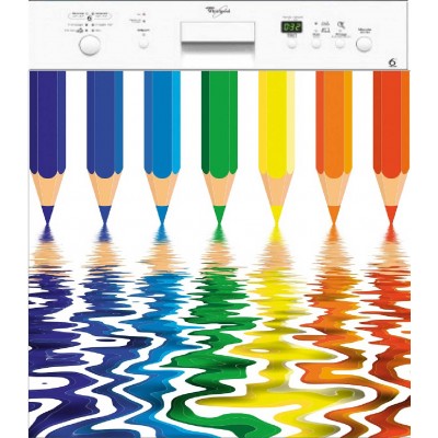 Sticker lave vaisselle crayon de couleur 60x60 cm.