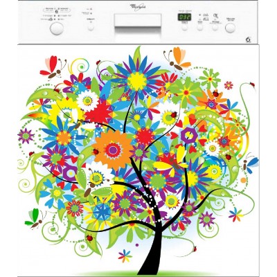 Sticker lave vaisselle déco Arbre fleuri 60x60 cm.
