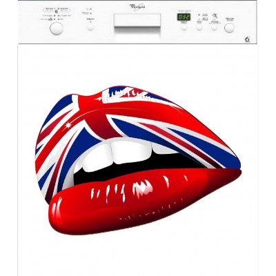 Sticker lave vaisselle bouche drapeau Anglais 60x60 cm.