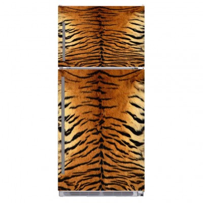 Sticker frigidaire décoration peau tigre.