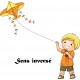 Sticker Enfant et cerf-volant
